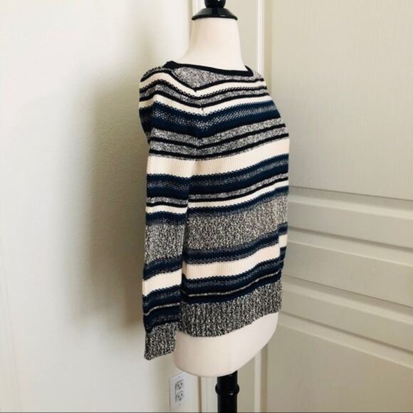 Vince textured knit wool pullover striped sweater - Picture 5 of 7